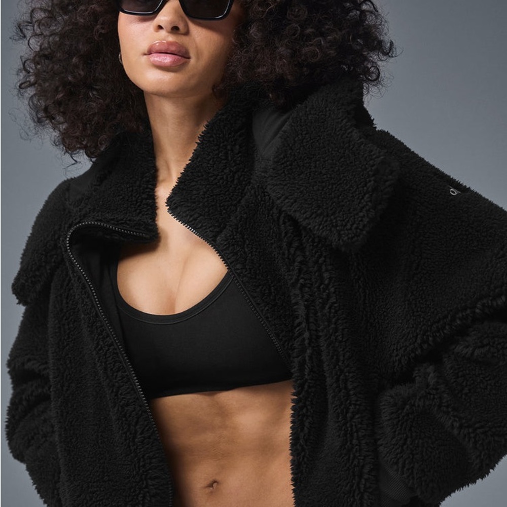 ALO Yoga Black Sherpa Bomber Jacket